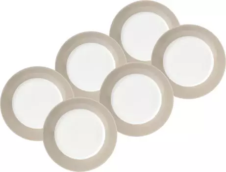Набор обеденных тарелок vario 6 предм Van Well, белый/серо-коричневый
