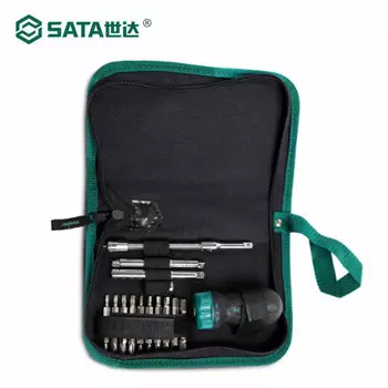 Набор отверток с храповым механизмом SATA, 25 предметов с короткой ручкой Отвертка 09342