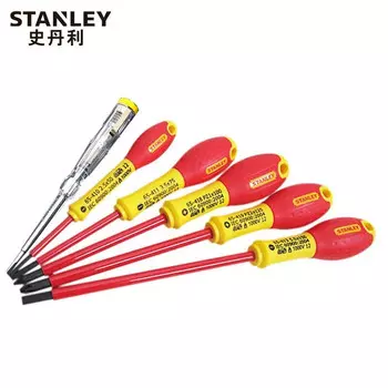 Набор отверток Stanley, 6 предметов, двухцветная ручка, изолированный конус, высоковольтные отвертки 65-443-14