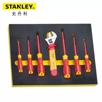Набор отверток Stanley с изоляцией VDE и разводных ключей, 7 предметов, набор инструментов для ремонта электрики STMT77891-23