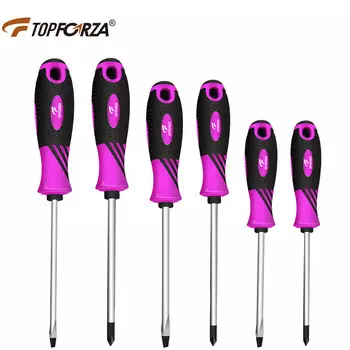 Набор отверток TOPFORZA с крестообразным шлицем, набор отверток для электрика, бытовой S2, легированная сталь, противоскользящий набор из 6 предметов SD-0211