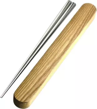 Набор палочек для еды Tsubame Sanjo 18-8, зеркало из нержавеющей стали, 8,7 дюйма (22 см), футляр для палочек для еды Nagao