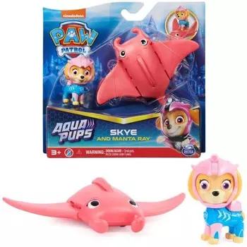 Набор PAW Patrol Aqua Pups, фигурка Скай и розовый морской дьявол с подвижными плавниками Spin Master