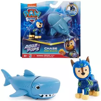 Набор PAW Patrol Aqua Pups - маленькая фигурка Чейза и акулы с подвижной головой Spin Master
