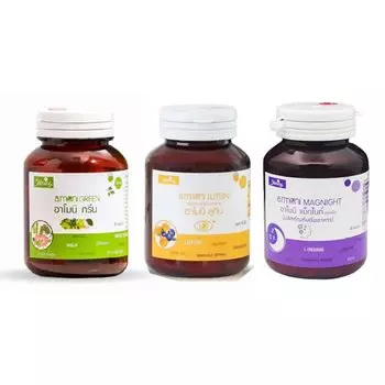 Комплекс Shining L-Gluta Armoni Amoni Green + Lutein + Magnight, 3 банки по 30 таблеток