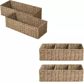 Набор плетеных корзин из морских водорослей Works, сотканных вручную вручную StorageWorks