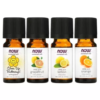 Набор поднимающих настроение Now Foods Solutions эфирных масел, 4 бутылки по 10 мл