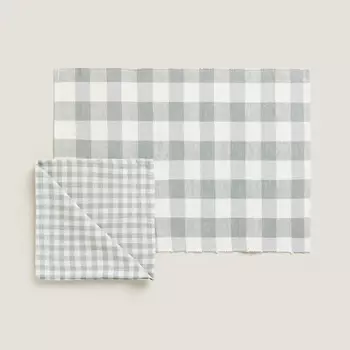 Набор подставка и салфетка под столовые приборы Zara Home, 2 предмета, зеленый