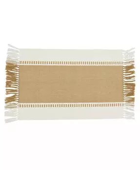 Набор подставок для столовых приборов в полоску с кисточками, 4 шт., 14 x 20 дюймов Saro Lifestyle, бежевый