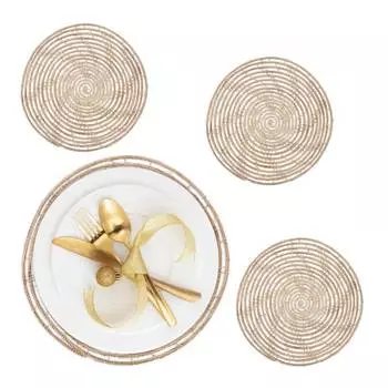 Набор подставок из пальмового волокна, 4 шт. Relaxdays, коричневый