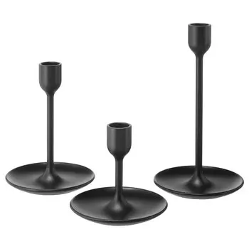 Набор подсвечников, 3 шт., черный, FULLTALIG IKEA