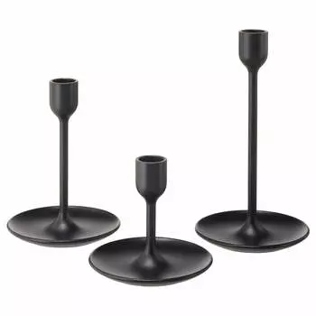 Набор подсвечников Ikea Fulltalig, 3 штуки, черный