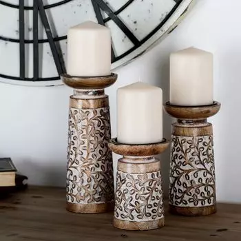 Набор подсвечников Stella & Eve с цветочным узором в деревенском стиле, набор из 3 предметов