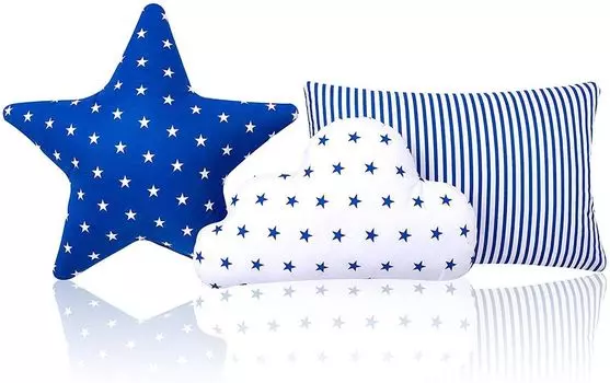 Набор подушек Amilian из 3х наполнений: звезда, облако, декоративная подушка. Украшение детской комнаты, подушка со звездой, декоративная подушка, диван, детская комната, детская кровать для девочек и мальчиков