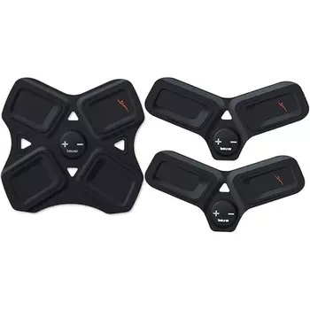 Набор подушек Beurer EM 22 Muscle Booster EMS для стимуляции мышц рук, ног и живота с 15 уровнями интенсивности и самоклеящимися силиконовыми подушечками с брюшным ремнем