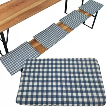 Набор подушек для пивных скамеек из 4 подушек 25 x 36 см цвета экрю Подушка для пивных скамеек с крепежным ремнем Подушка для сидений для пивных скамеек шириной 25 см PROHEIM, синий