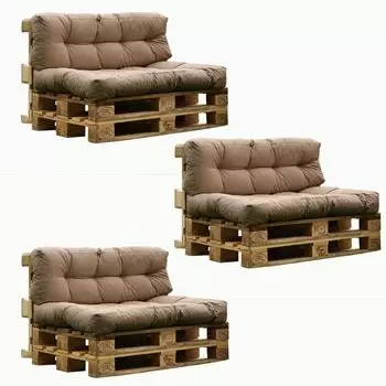 Набор подушек для сиденья 120x50 / подушка для спины 120x50см фиолетовый | подушка для поддонов на открытом воздухе | Подушки сиденья из европоддона, внуки Haus und Deko, бежевый