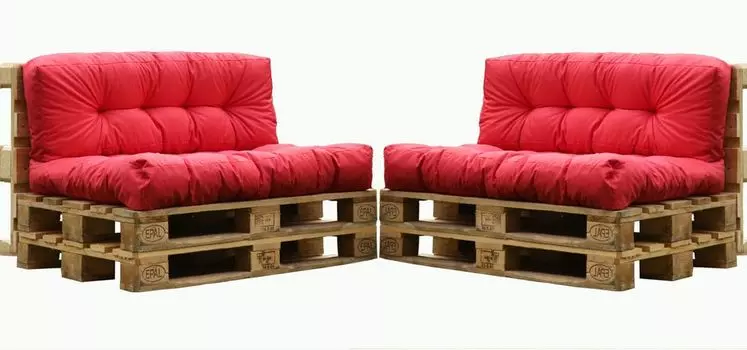 Набор подушек для сидений из поддонов, 6 красных 120x80 см и 120x40 см для улицы и помещения Haus und Deko, красный