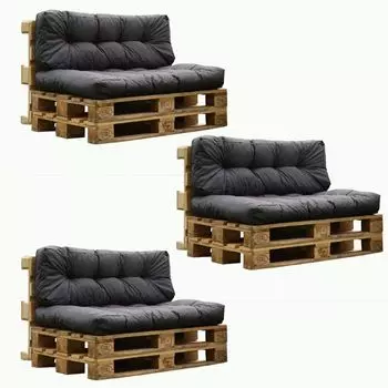 Набор подушек для сидений на поддоне, 4 шт. серого цвета, 120x80 см и 120x40 см для улицы и помещения Haus und Deko, серый