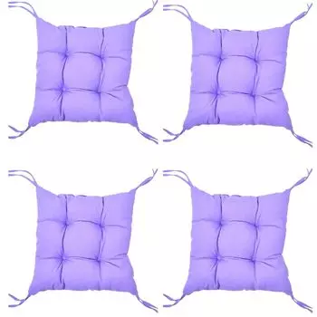 Набор подушек на стул из 4 шт., черный, подушки для сиденья 40 х 40 см с лентами, подушки для сиденья с лентой, подушка для сиденья, подушка для стула, удобная, мягкая для столовой, кухни Anwicar, фиолетовый