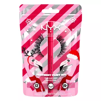 Набор: подводка + клей для накладных ресниц 2в1 черный Nyx Professional Makeup, 1 пара