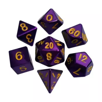 Набор полиэфиров фиолетовый с золотом 16 мм (7), Metal Dice (Metallic Dice Games)