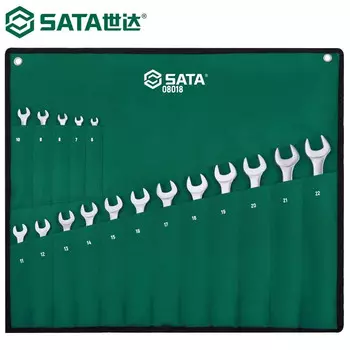 Набор полностью полированных двойных ключей SATA, 17 предметов. Ключ Meikaidai, хромованадиевая сталь 08018 (6-22 мм), в наличии