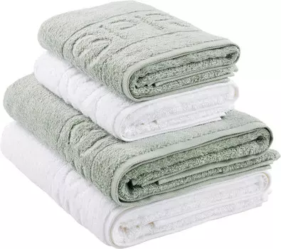 Набор полотенцев Esprit, 50x100 см, белый/шалфейно-зеленый