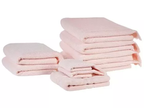 Набор полотенец BELIANI с ковриком для ванной, розовый хлопок и полиэстер, 9 предметов с бахромой, современный впитывающий быстросохнущий кольцевой прядение для ванной комнаты