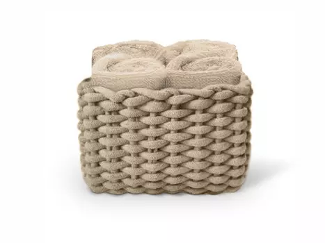 Набор полотенец c корзиной Daunex, 5 предметов, бледно-коричневый