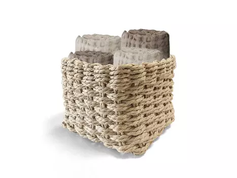 Набор полотенец c корзиной Daunex Waffle Cotton Honeycomb, 5 предметов, серо-коричневый