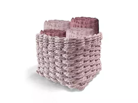 Набор полотенец c корзиной Daunex Waffle Cotton Honeycomb, 5 предметов, пудрово-розовый