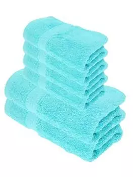 Набор полотенец для душа Julie Julsen ORGANIC, 6 штук: 2 полотенца для душа и 4 полотенца для рук, бирюзовый.