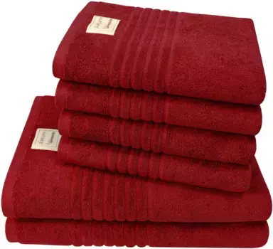 Набор полотенец Dyckhoff "Природа", (комплект, 6 шт., 2 банных полотенца (70х140 см) - 4 полотенца для рук (50х100 см), 4 полотенца для рук (50х100 см), 2 полотенца для душа (70х140 см) (6 шт.), цвет amarena