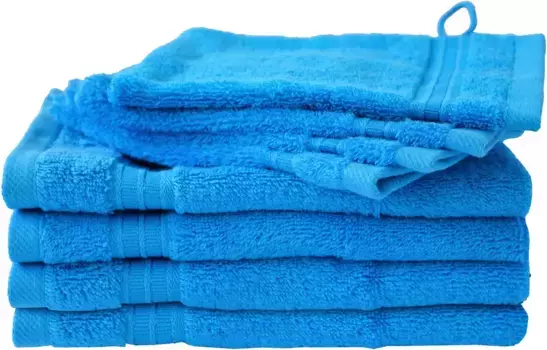 Набор полотенец Dyckhoff "Сиена", (набор, 8 шт., 4 гостевых полотенца (30х50 см) - 4 перчатки для мытья (16х21 см), в великолепных однотонных цветах, набор из 6 и 8 шт (6 шт.), цвет azur
