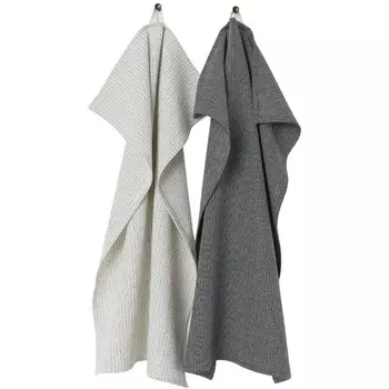 Набор полотенец H&M Home Cotton 2 предмета, белый/темно-серый