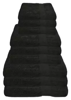 Набор полотенец Julie Julsen 600 г/м черный, 9 шт.: 3 банных полотенца, 3 полотенца для рук, 3 гостевых полотенца.
