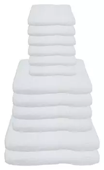 Набор полотенец Julie Julsen 600 г/м белый, 12 штук: 2 банных полотенца, 4 полотенца для рук, 6 гостевых полотенец., зеленый