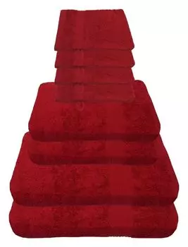 Набор полотенец Julie Julsen 600 г/м Бордо, 8 штук: 2 банных полотенца, 2 полотенца для рук, 4 моющиеся перчатки., красный