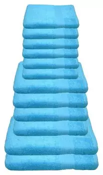 Набор полотенец Julie Julsen бирюзовый, набор: 2 банных полотенца, 4 полотенца для рук, 6 гостевых полотенец.