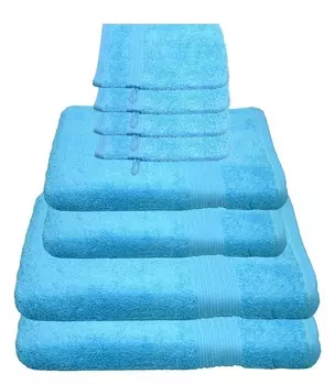Набор полотенец Julie Julsen бирюзовый, набор: 2 банных полотенца, 2 полотенца для рук, 4 моющиеся перчатки., синий