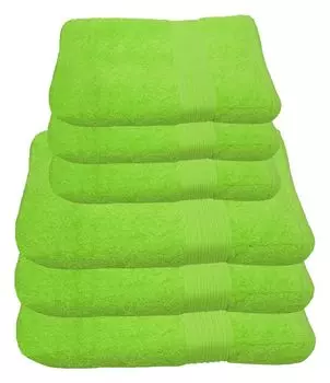 Набор полотенец Julie Julsen цвета яблока, набор: 6 шт., 3 банных полотенца, 3 полотенца для рук., зеленый
