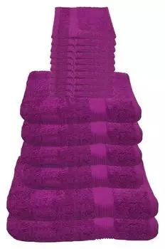 Набор полотенец Julie Julsen фиолетовый, в наборе: 2 банных полотенца, 4 полотенца для рук, 10 перчаток.