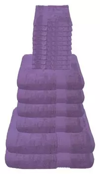 Набор полотенец Julie Julsen лавандовый, набор: 16 штук: 2 банных полотенца, 4 полотенца для рук, 10 моющих перчаток., фиолетовый