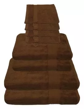 Набор полотенец Julie Julsen шоколадно-коричневого цвета, набор: 2 банных полотенца, 2 полотенца для рук, 4 моющиеся перчатки., коричневый
