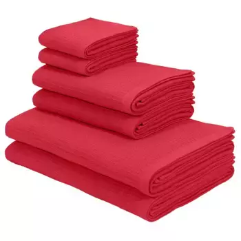 Набор полотенец KangaROOS "Cassidy, полотенце премиум-класса, 500 г/м, вафельный вид", (набор из 6 шт., комплект из 6 полотенец 50 х 100 см), полотенца для душа, полотенца для рук, гостевые полотенца, 100% хлопок, красный
