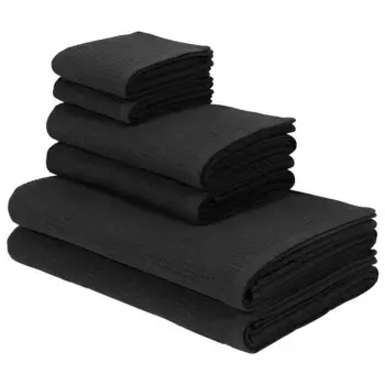 Набор полотенец KangaROOS "Cassidy, полотенце премиум-класса, 500 г/м, вафельный вид", (набор из 6 шт., комплект из 6 полотенец 50 х 100 см), полотенца для душа, полотенца для рук, гостевые полотенца, 100% хлопок, черный