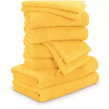 Набор полотенец Mve (10 шт., 2x мочалки 20/15 см - 2x гостевые полотенца 30/50 см - 4x полотенца для рук 50/100 см - 2x банные полотенца 67/140 см), золотой