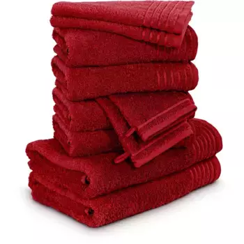 Набор полотенец Mve (10 шт., 2x мочалки 20/15 см - 2x гостевые полотенца 30/50 см - 4x полотенца для рук 50/100 см - 2x банные полотенца 67/140 см), цвет ruby