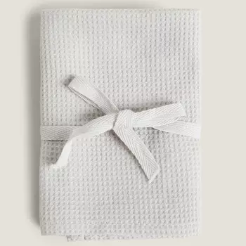 Набор полотенец Zara Home Mini Waffle-knit Textured, 3 предмета, серый